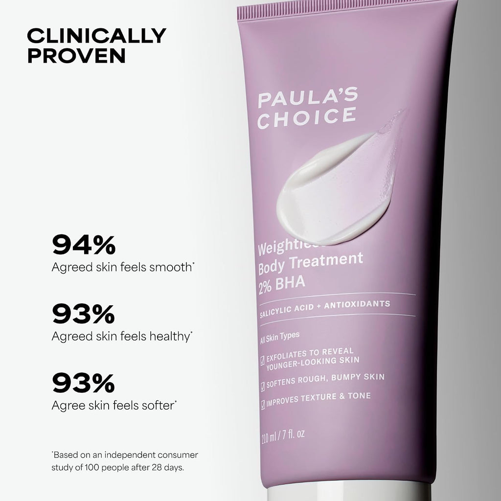 Paula'S Choice Weightless Body Lotion Treatment 2% Bha, Salicylic Acid & Chamomile Lotion Exfoliant, Body Moisturizer For Keratosis Pilaris (Kp) Prone Skin & Clogged Pores, Fragrance-Free