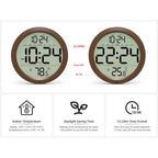 Digital Wall Clock Battery-Operated, 8 Inch Small Decorative Modern Wood Wall Clock With Date, Temperature, Auto-Dst, Silent Electric Wall Clock For Bedroom, Living Room, Kitchen, Office, Farmhouse