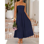 Zesica Women'S Summer Sleeveless Midi Dress 2026 Strapless Ruched A Line Flowy Wedding Guest Party Beach Long Dresses