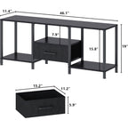 Tv Stand With Led Lights, Entertainment Center With Open Shelves And Fabric Drawer, Media Console For 55 Inch Tv, Television Stands For Living Room, Bedroom, Black