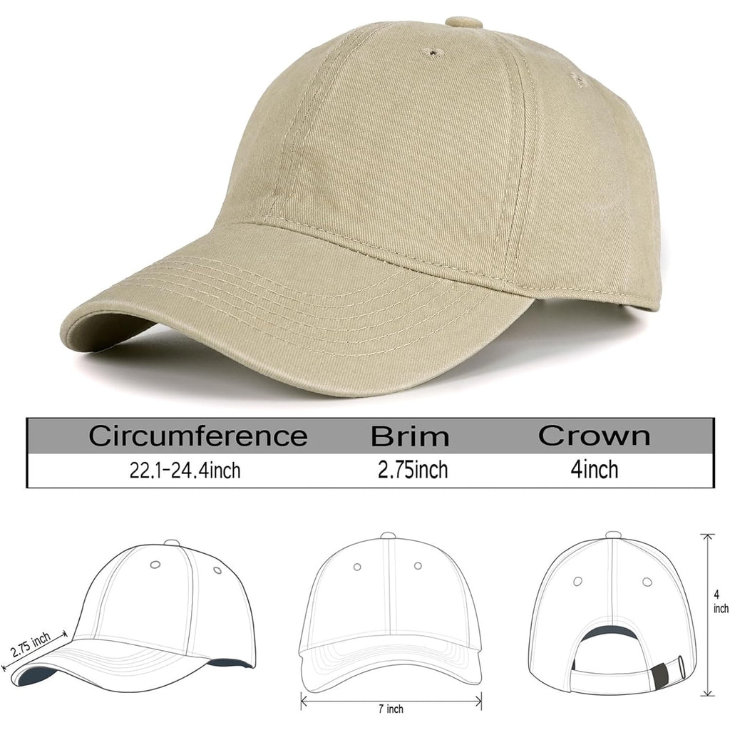 Edoneery Men Women Baseball Cap-Low Profile Adjustable Washed Cotton Golf Dad Hat