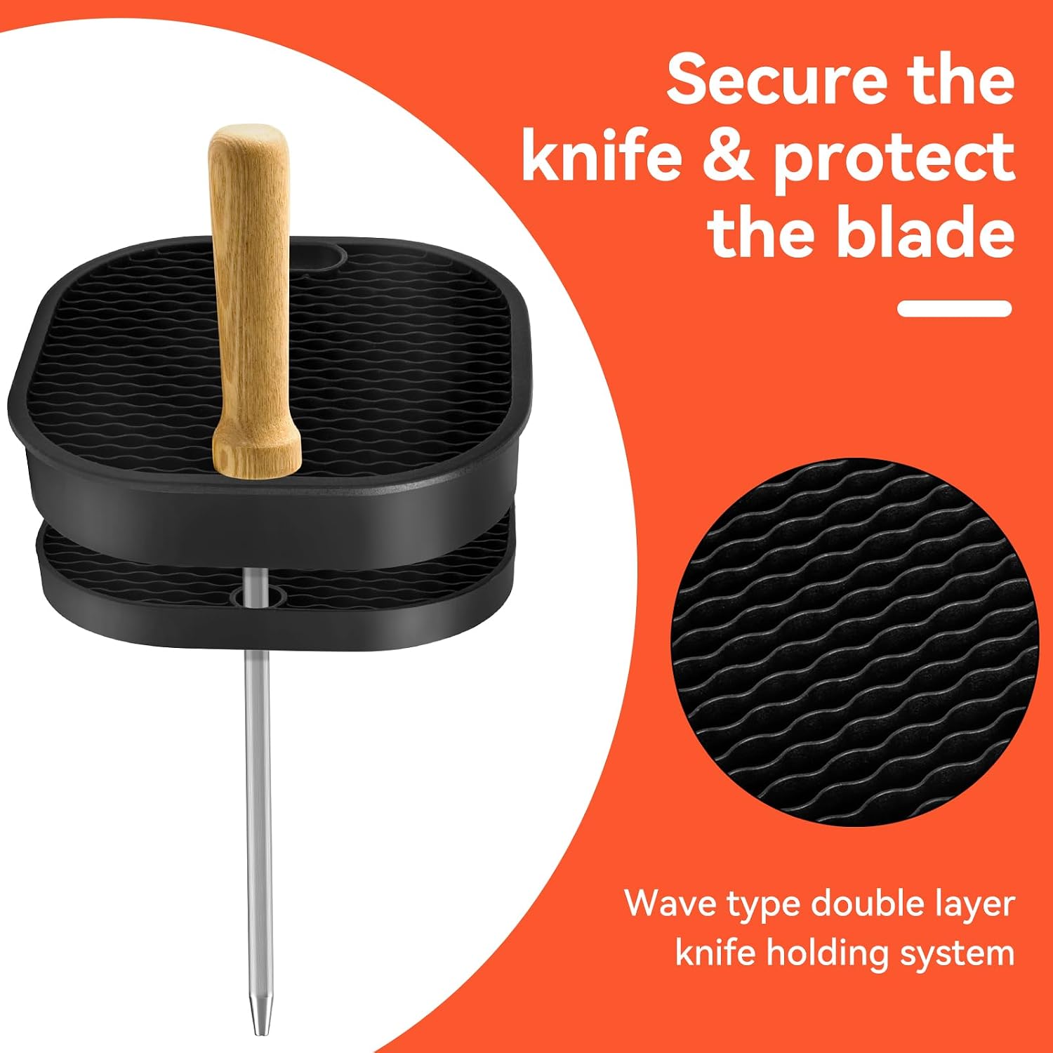 Fohil Knife Block Without Knives, Universal Knife Block, Detachable Knife Holder, Space Saver Knife Storage Holder With Scissors Slot, Sharpening Bar Slot, Kitchen Knife Holder Black
