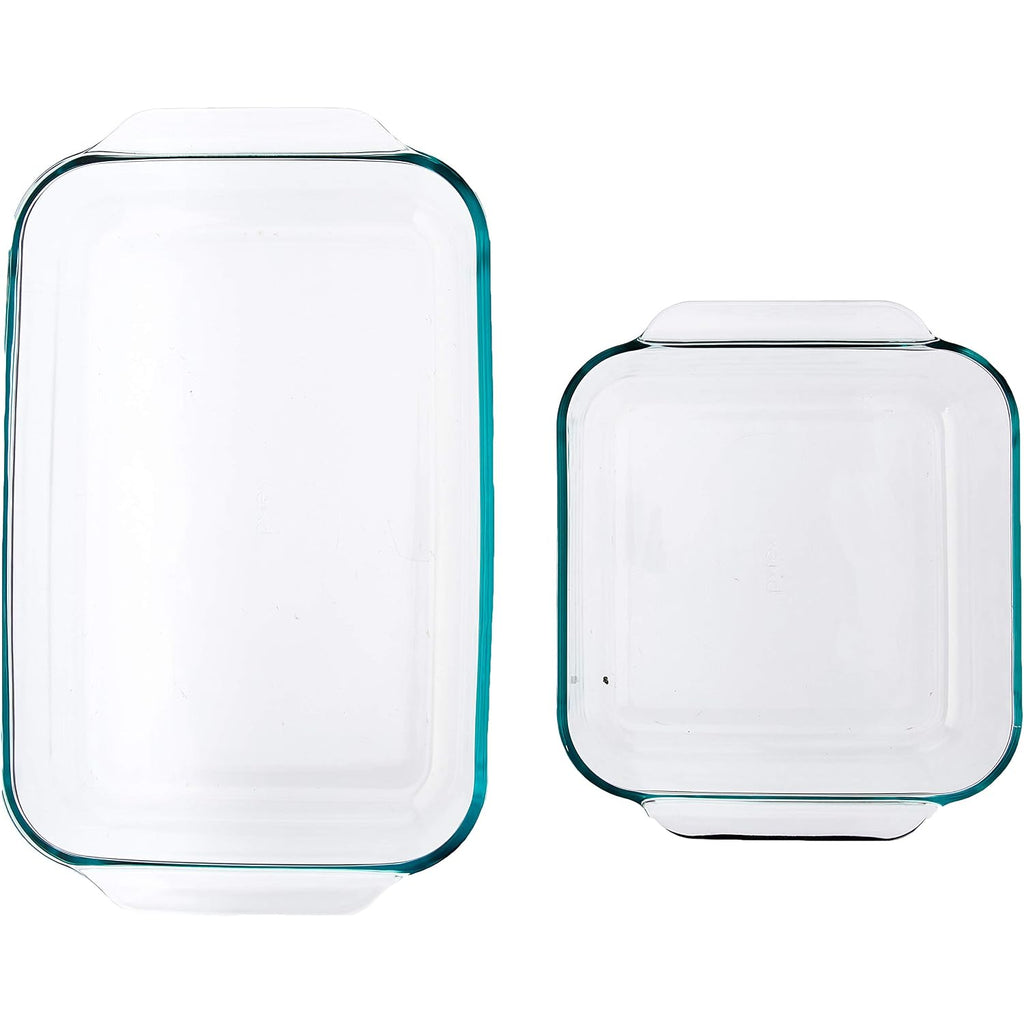 Pyrex Clear Glass Baking Dishes Set – Models 233 (3-Qt) Rectangular And 222 (2-Qt) Square – Glass Oven Bakeware – Perfect For Brownies, Caseroles, And So Much More - Made In Usa