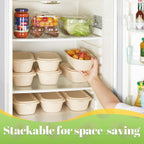 [100% Eco-Friendly] 34 Oz Disposable Food Containers With Lids – Sugarcane Pulp Take Out Containers, Biodegradable Lunch Box, Compostable And Microwave Safe To-Go Boxes For Meal Prep – Pack Of 50