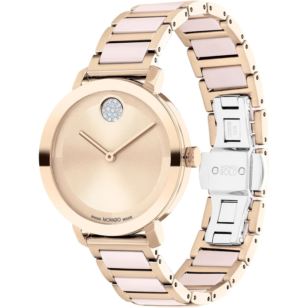 Movado Bold Evolution 2.0 Women'S Watch - Swiss Quartz Movement, Stainless Steel Link Bracelet - 3 Atm Water Resistance - Luxury Fashion Timepiece For Her - 34Mm