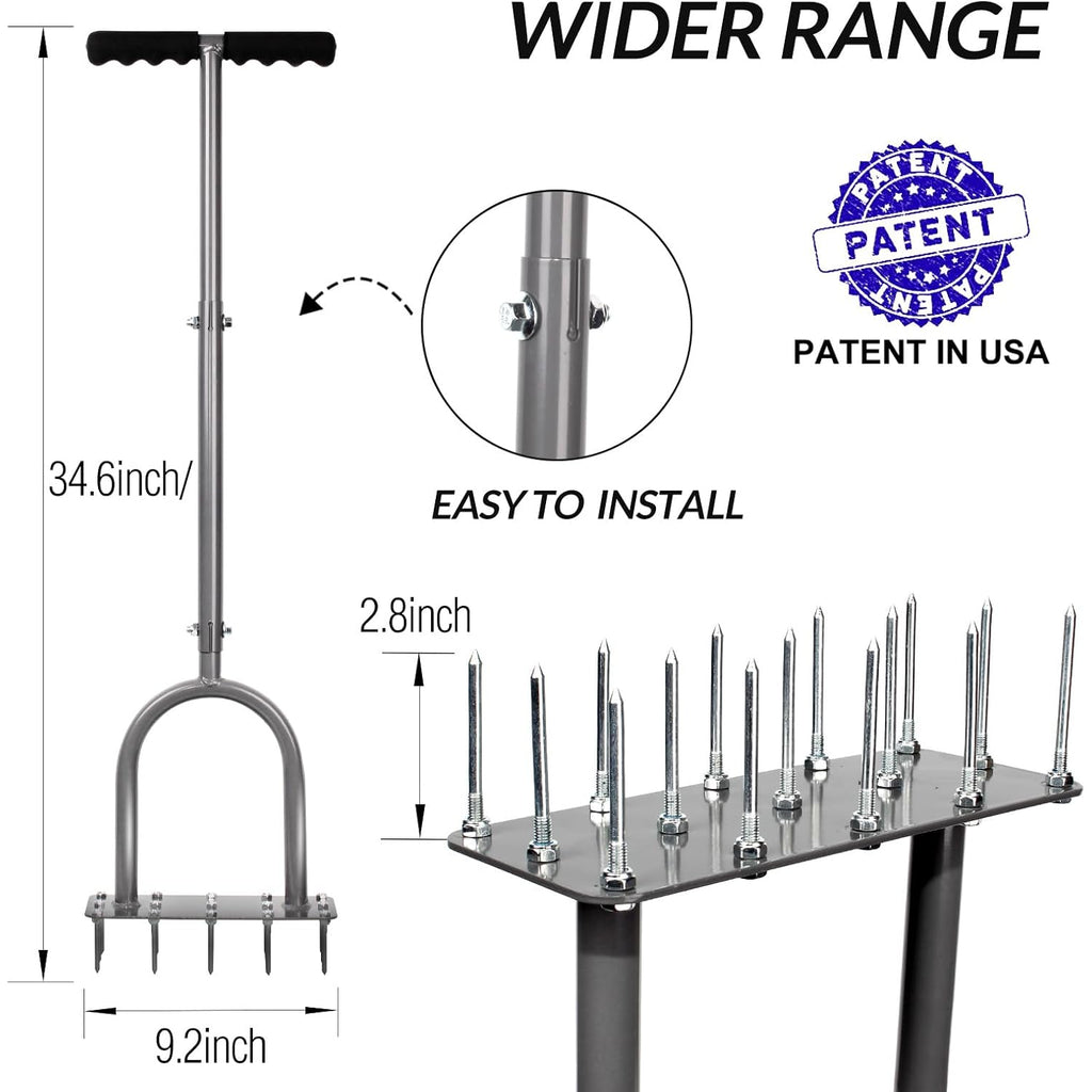 Walensee Manual Lawn Aerator Tool With 15 Iron Spikes, Garden Spike Aerator | Alternative To Aerator Shoes, Patented Grass Aerator Creates Small Holes For Easier Lawn Aeration And Healthier Roots.