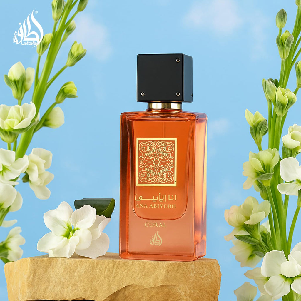 Lattafa Ana Abiyedh Coral for Unisex Eau de Parfum Spray, 2.0 Ounce / 60 ml