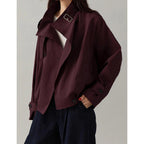 Megfie Jackets For Women Trendy Vintage Trench Coat Turtleneck Crop Jackets With Pockets