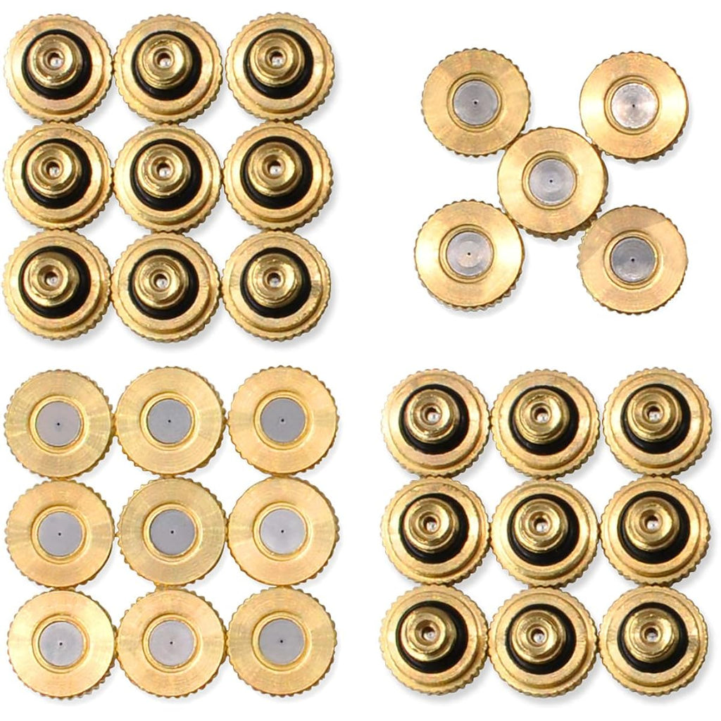 32 Pack- Brass Misting Nozzles For Outdoor Cooling System, 0.012” Orifice (0.3 Mm) 10/24 Unc