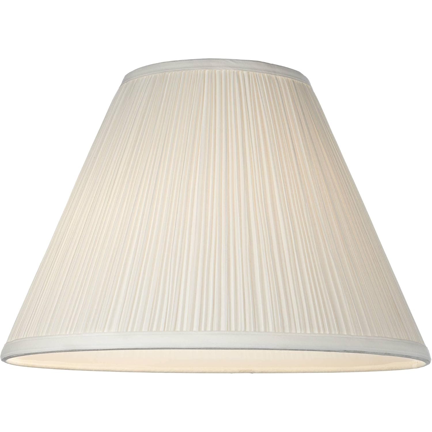 Set Of 2 White Pleated Large Empire Lamp Shade (Pre-Assembled) S 6.5" Top X 15" Bottom X 11" High (Spider) Replacement With Harp And Finial
