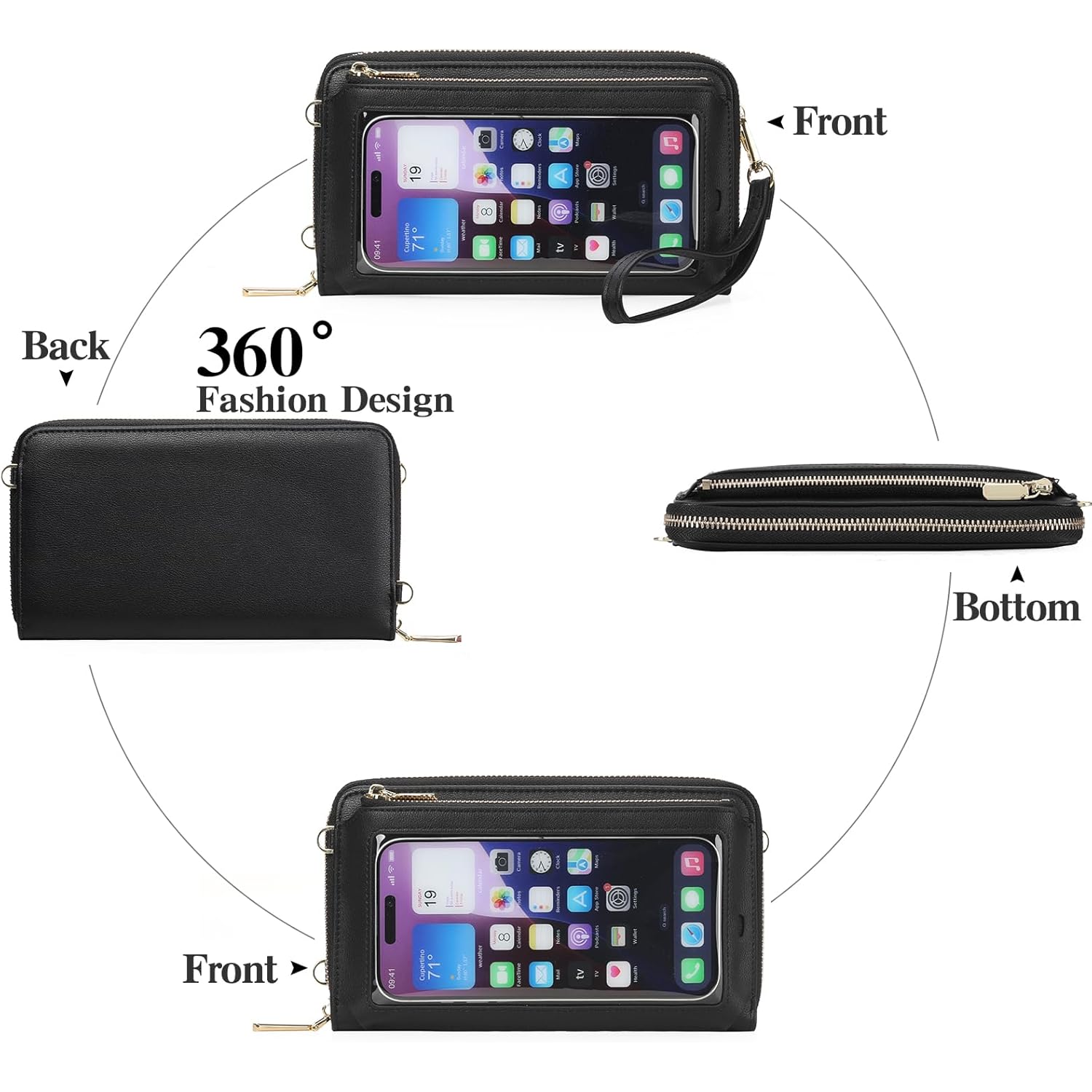 GOIACII Phone Purse Crossbody Bags for Women Small Travel Wallet Touch Screen RFID Blocking