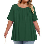 Womens Plus Size Tops Summer Short Sleeve Shirts Flowy Crewneck Casual Loose Tunic Top Blouses 2026