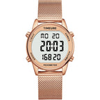 Women'S Step Counter Pedometer Watch With Stainless Steel Bracelet, Stylish Design, No App, No Charging Needed For Step, Calorie, Distance, Alarm, Countdown Timer，Tu-2401
