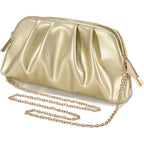 SWEETV CHUNLI Dressy Vegan Leather Clutch Purse for Women Formal, Soft Pleated PU Evening Clutch for Weddings, Proms