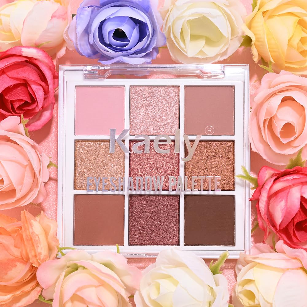 Evpct 9 Colors Nude Pink Rose Gold Smokey Glitter Eyeshadow Palette, Matte Metallic Shimmer Eye Shadow Palette Makeup For Women, Highly Pigmented Waterproof Long Wear Eyeshadow De Sombras De Ojos