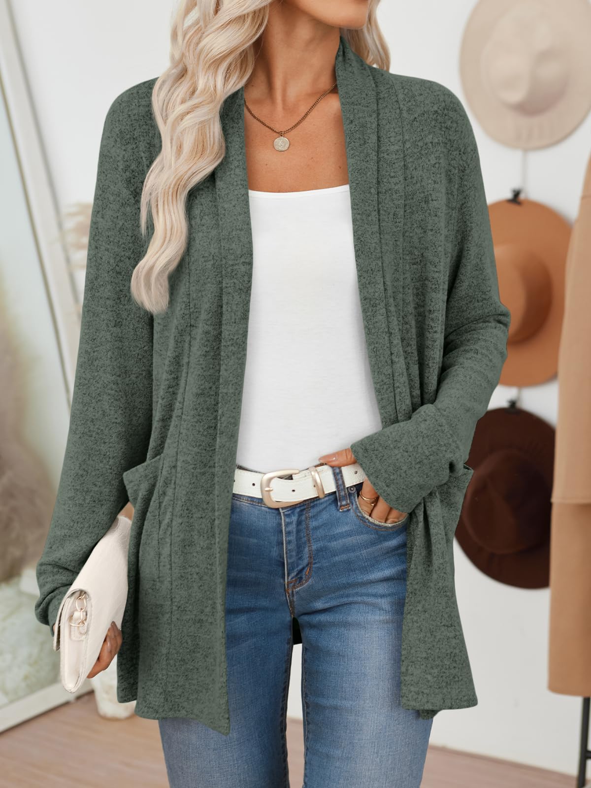 LILLUSORY Cardigan for Women Lightweight Cardigans Fall Fashion Outfits | Open Front Long Cardigan with Pockets, Business Casual Travel Outfits