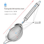 304 Stainless Steel Fine Mesh Strainers For Kitchen, Colander-Skimmer With Handle, Sieve Sifters For Food, Tea, Rice, Oil, Noodles, Fruits, Vegetable