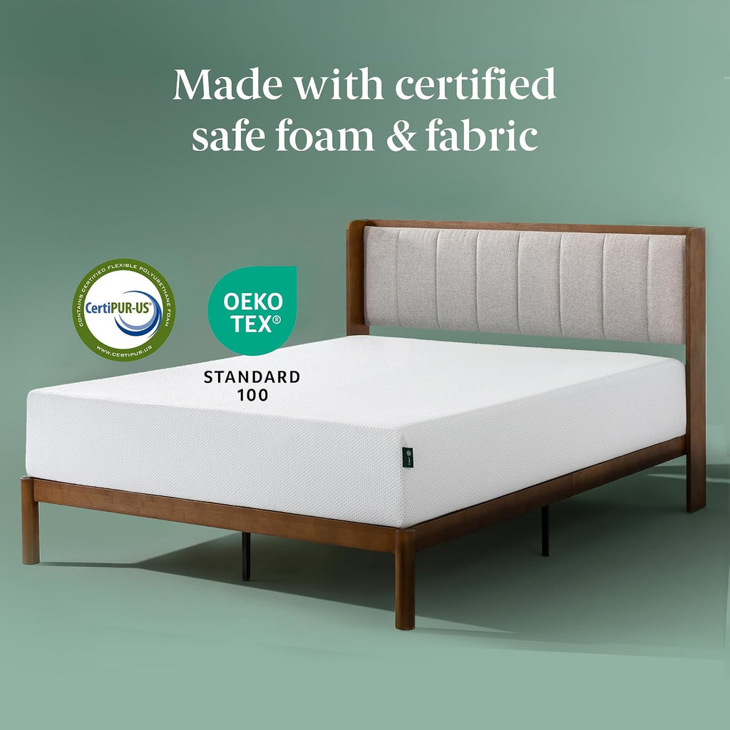 Zinus 10 Inch Green Tea Cooling Memory Foam Mattress [New Version], Queen, Fiberglass Free, Medium Firmness, Cooling Gel Foam, Certified Safe Foams & Fabric, Mattress In A Box