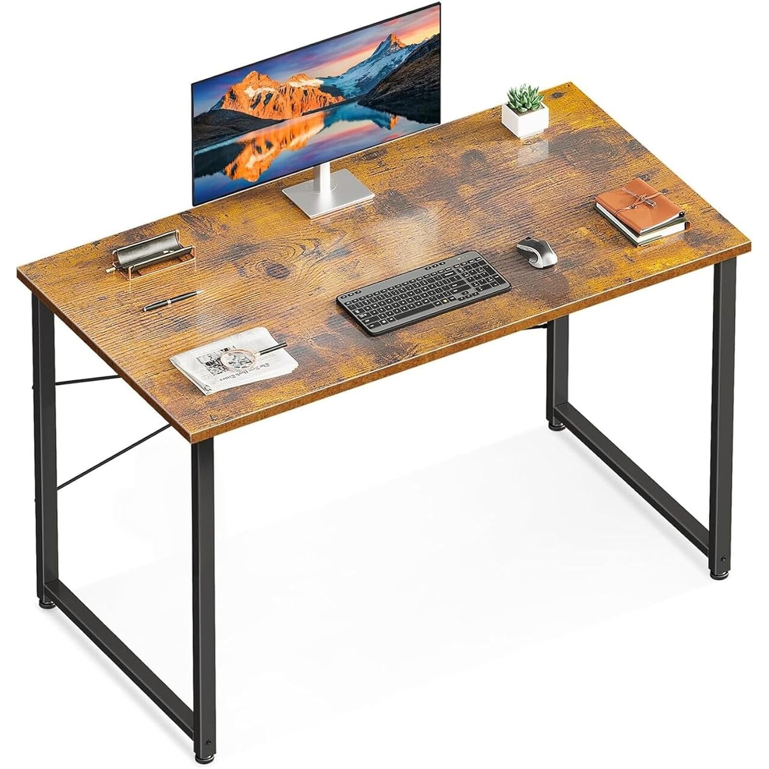 Casaottima 40 Inch Small Computer Desk For Home Office, Study Writing Table For Small Spaces, Simple Modern Desk With Headphone Hooks, Vintage