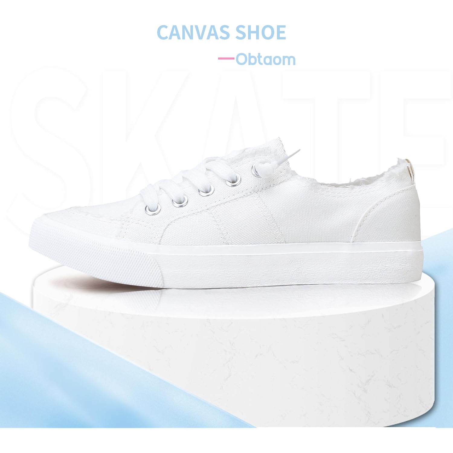 Obtaom Women'S Play Fashion Sneaker White Color Washed And Leopard Canvas Slip On Shoes