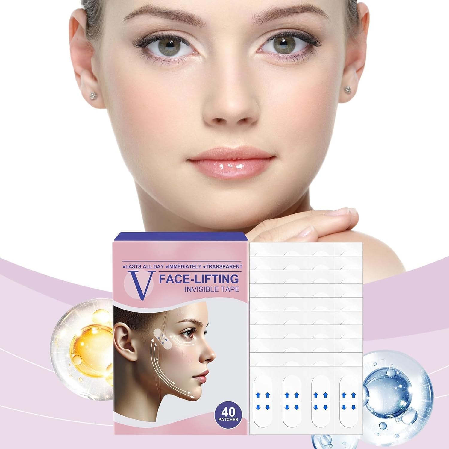 Face Lift Tape, Face Lift Tape Invisible, Instantly Tightens Skin, Lifts Wrinkles Around Eyes, Shapes Facial Contours, Hides Double Chins, Creates a V-Shaped Face, for Daily Care (Two box of 80 PCS)