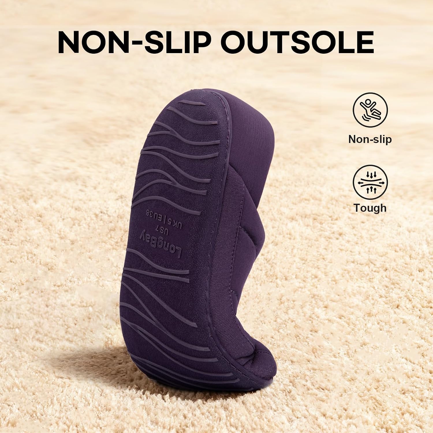 Longbay Women'S Comfy Slippers Indoor Outdoor House Shoes With Removable Insole & Non-Slip Sole