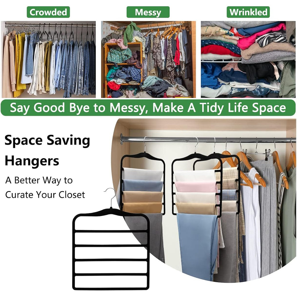 Closet Organizers And Storage,3 Pack Organization And Storage Pants-Hangers-Space-Saving,Velvet Hanger For Dorm Room For College Students Girls Boys Guys Hanging Jean Scarf