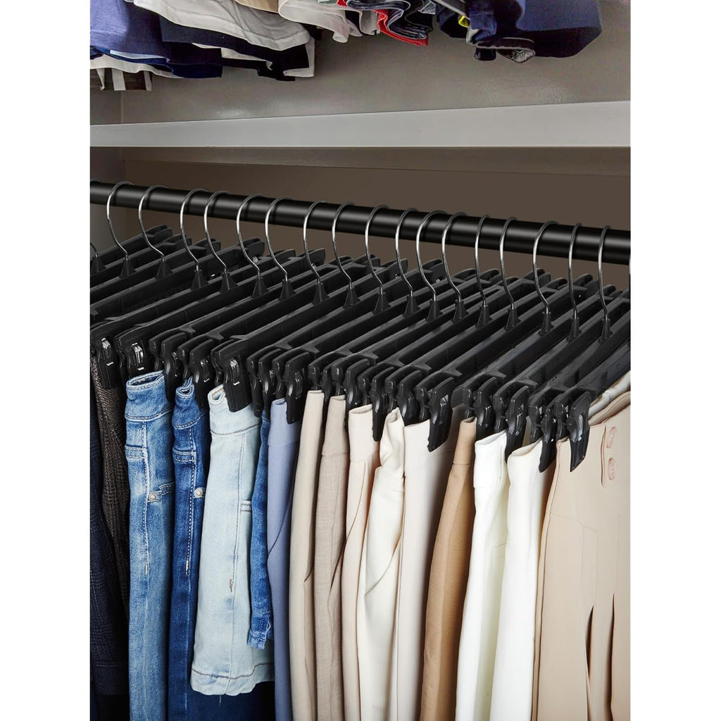 Smartor Pants Hangers - 30 Pack, Black Clips Hangers With 360° Hooks, Shorts Hanger With Strong Clamps, Dress, Heavy Duty As Trousers, Skirt, Jeans, Towel And Bottom Clothes -12 Inch