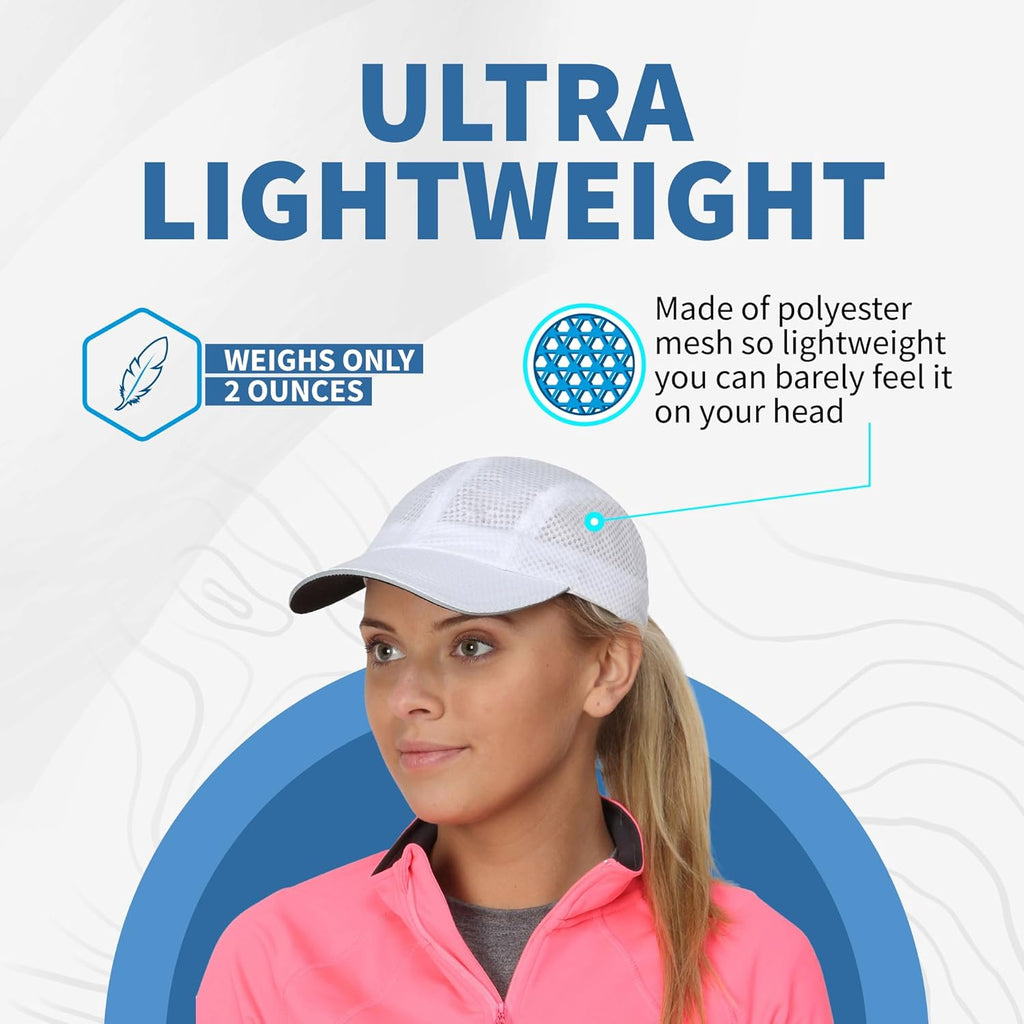 TrailHeads Women's Race Day Performance Running Cap, Lightweight & Quick Drying Mesh Sports Hat with Reflective Trim