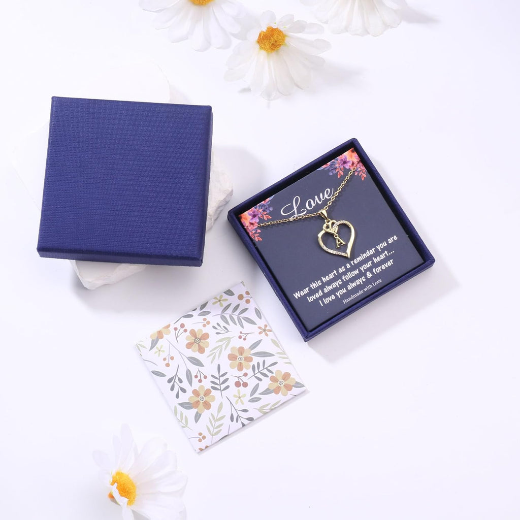 STORUP Mothers Day Gifts - Heart Initial Necklaces for Women Girls Gift, 14K-Gold-Plated Initial A-Z Heart Necklaces for Teen Girl Jewelry Birthday Mothers Day Gifts for Mom Wife Her