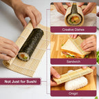 Syn-Zer Bamboo Sushi Mats 2-Pack, 9.5" Rolling Tool For Maki | Diy Sushi Making, Reusable Roller, Kitchen Tool, Hand Rolls, Maki, Sushi Prep