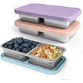 3 Pack Stainless Steel Snack Containers For Kids, Reusable Snack Containers With Silicone Lids, 2 Compartment Toddler Snack Containers For Daycare, School Lunch And Travel, 15 Oz