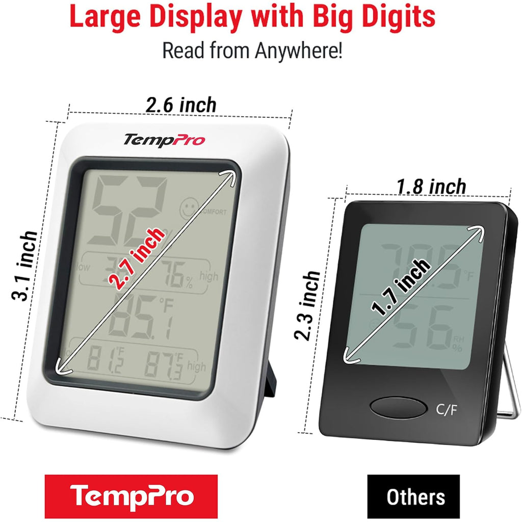 Temppro Tp50 3 Pieces Digital Hygrometer Indoor Thermometer Room Thermometer And Humidity Gauge With Temperature Humidity Monitor (Previously Thermopro)
