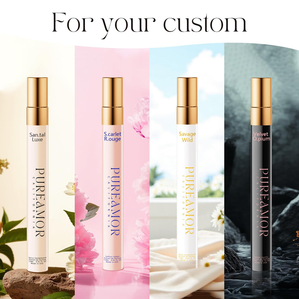 Pheromones Perfumes For Women, Long Lasting Skin Scent Fragrance Set, Amber Vanilla, Saffron Amber, Woody Citrus, Spicy Sandalwood, Body Chemistry Perfume Oil Travel Cologne For Day & Night