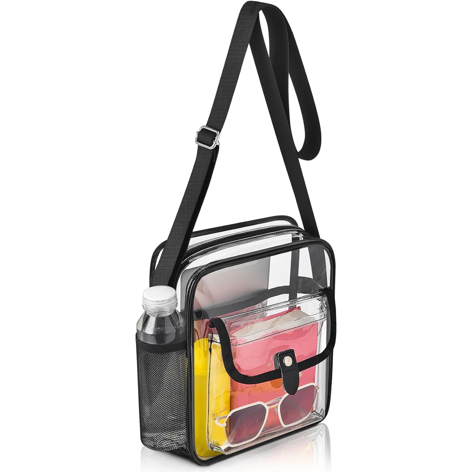 SPODEARS Clear Crossbody Bag for Stadium, Concert, Festival & More - Adjustable Shoulder Strap & Bottle Holder