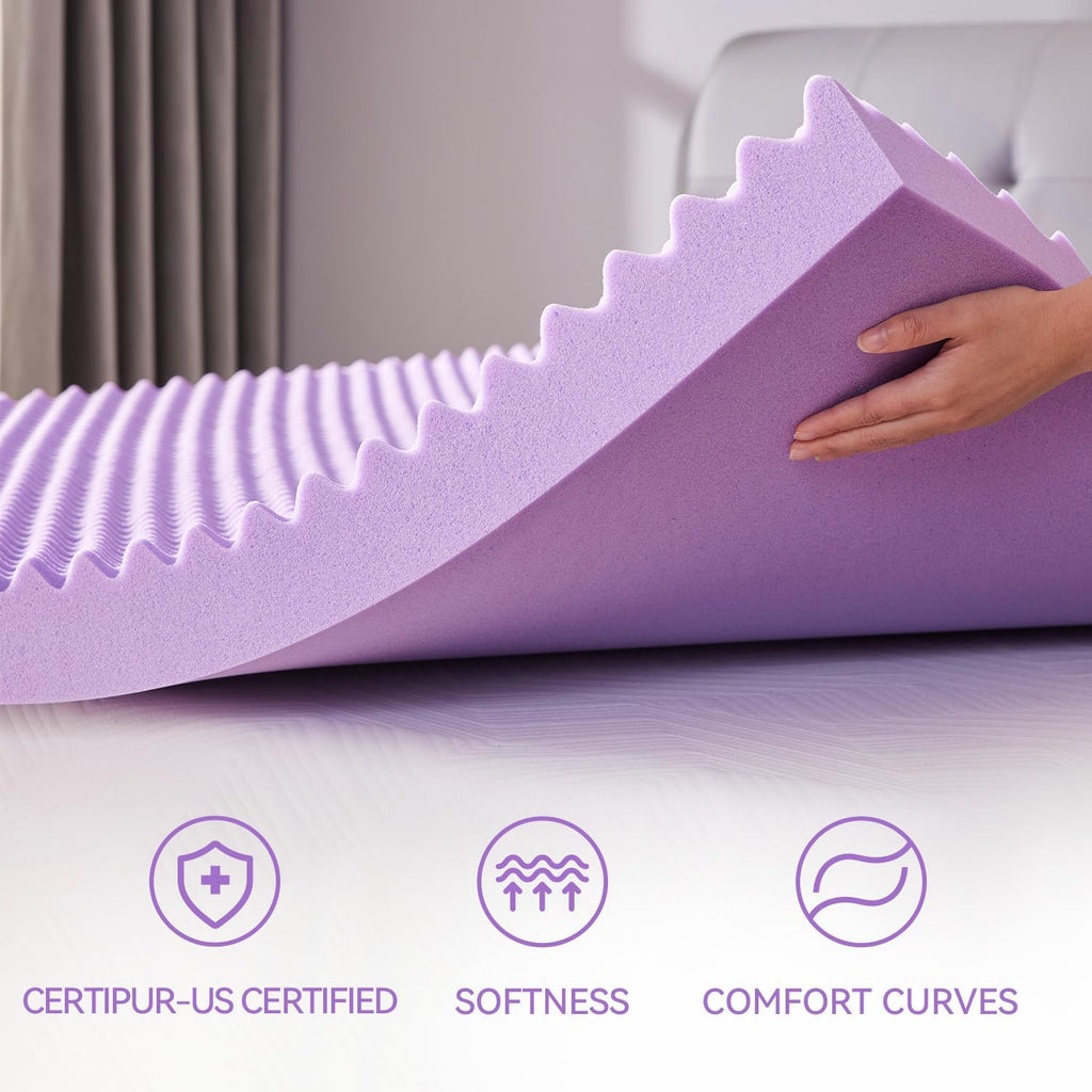 Sinweek 2 Inch Egg Crate Memory Foam Mattress Topper Twin Size, Soft Mattress Pad For Back Pain Relief, Bed Topper, Certipur-Us Certified