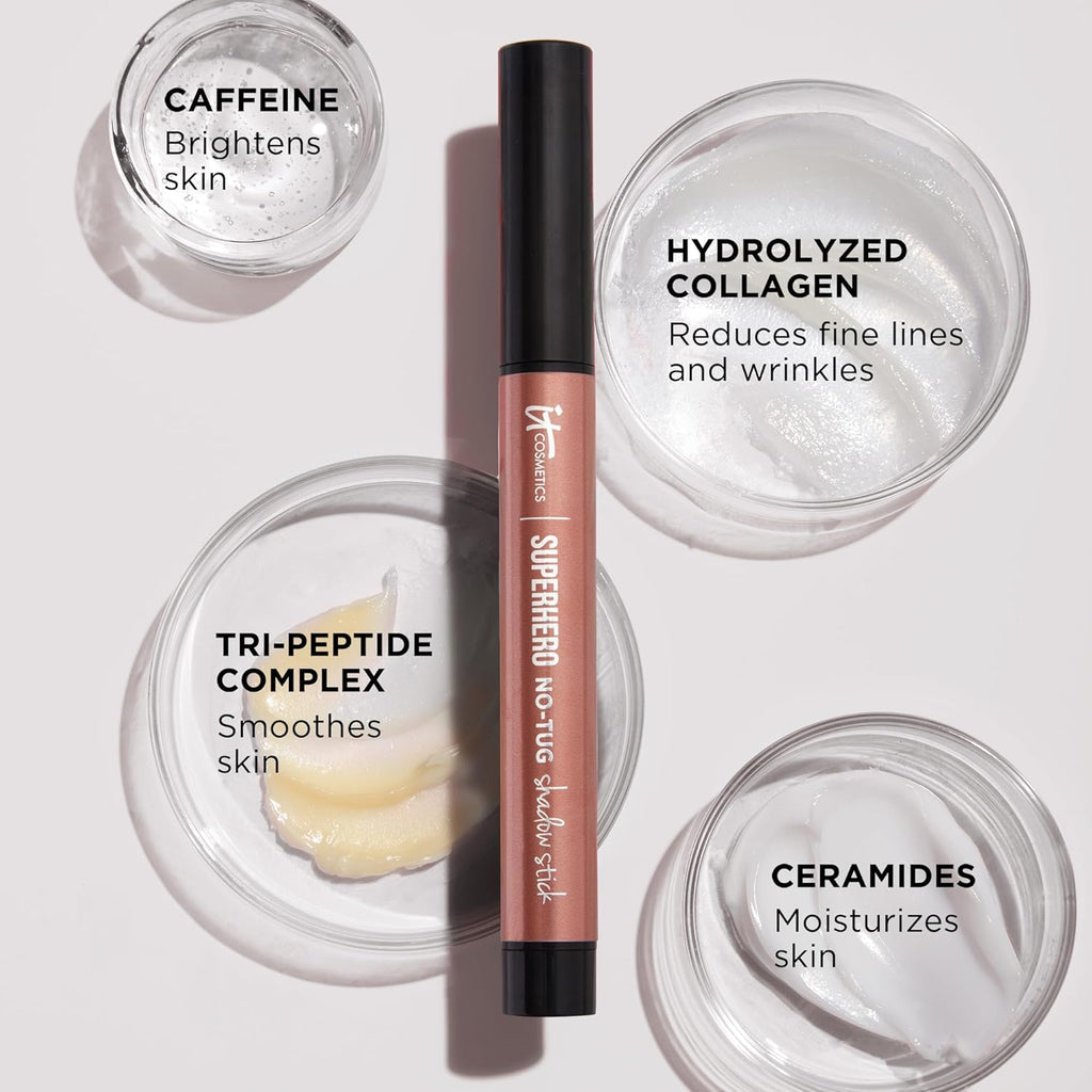 IT Cosmetics Superhero No-Tug Waterproof Eyeshadow Stick - Longwear Blendable Cream with Built-In Primer Suitable for Sensitive Eyes 0.05 oz