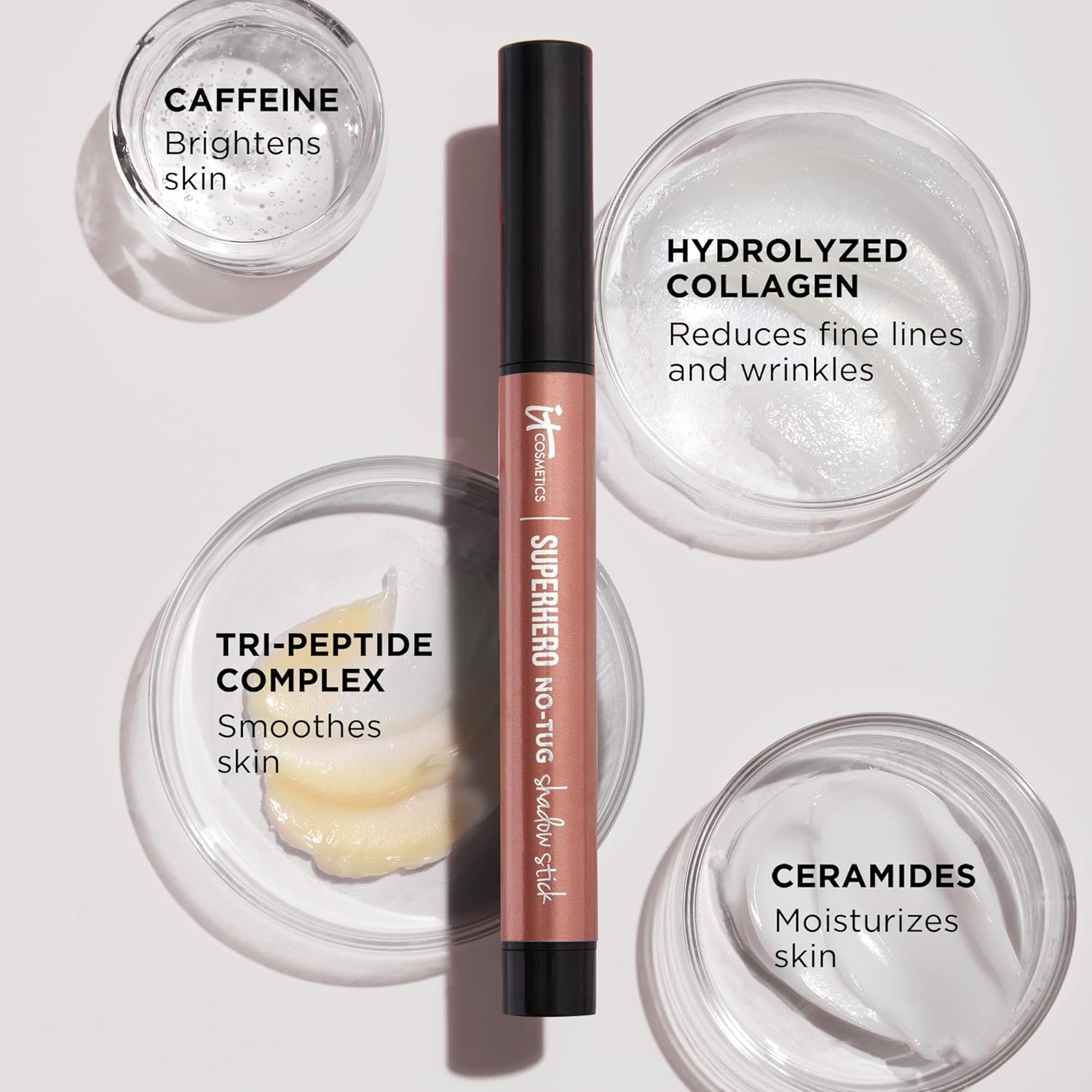 IT Cosmetics Superhero No-Tug Waterproof Eyeshadow Stick - Longwear Blendable Cream with Built-In Primer Suitable for Sensitive Eyes 0.05 oz