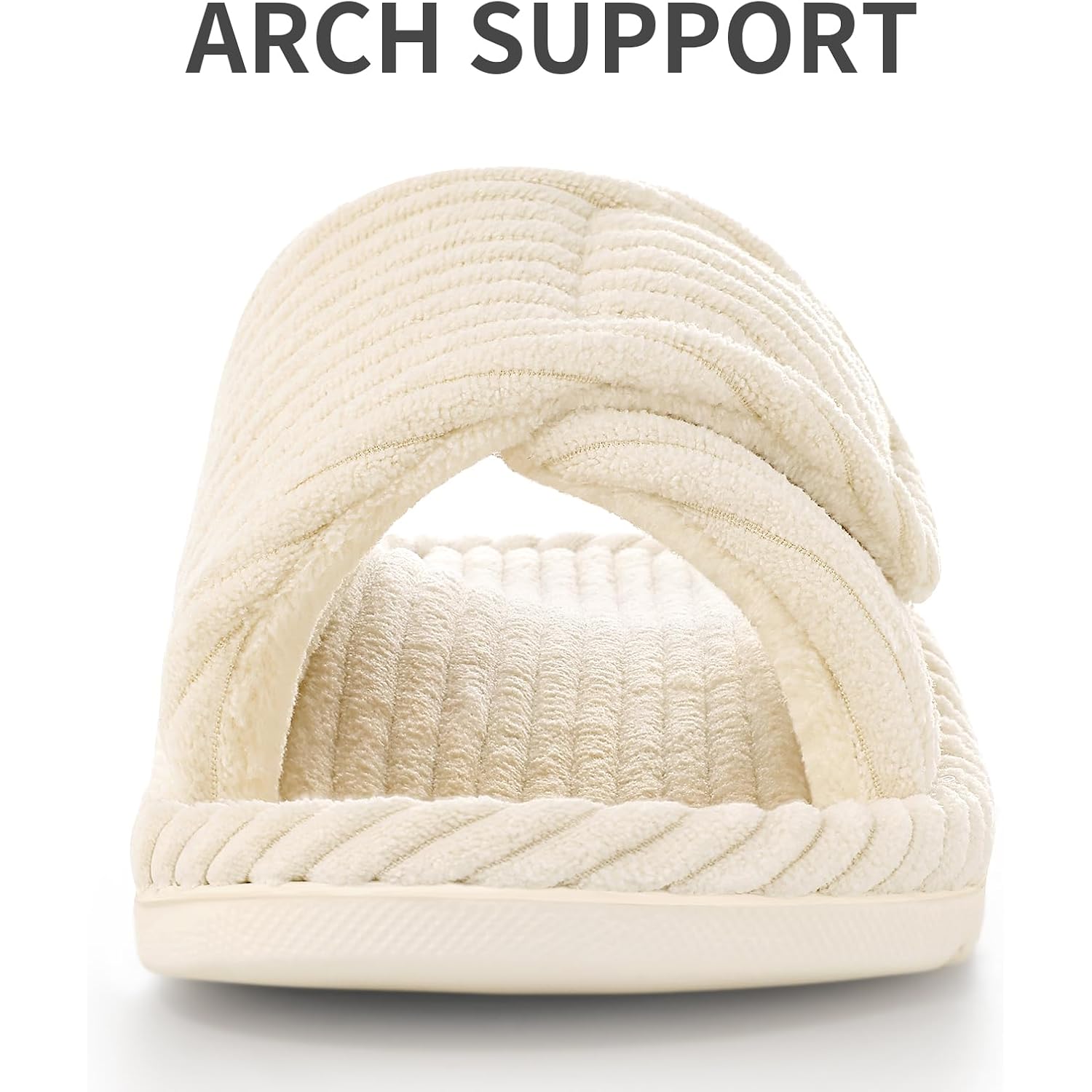 Orthopedic Slippers For Women Arch Support Indoor House Slippers Adjustable Open Toe Corduroy Bedroom Shoes With Memory Foam For Plantar Fasciitis