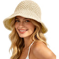 Sun Hat for Women Summer Straw Beach Hats Floppy Crochet Hat UV Protection Travel Bucket Hat Foldable Packable
