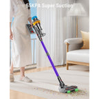 Cordless Vacuum Cleaner, 650W 55Kpa 75Min Powerful Vacuum Cleaners For Home, Self-Standing Stick Vacuum Cordless Rechargeable/ Anti-Tangle/Oled Screen/1.8L Cup For Home Pet Hair/Carpet/Hardwood Floor