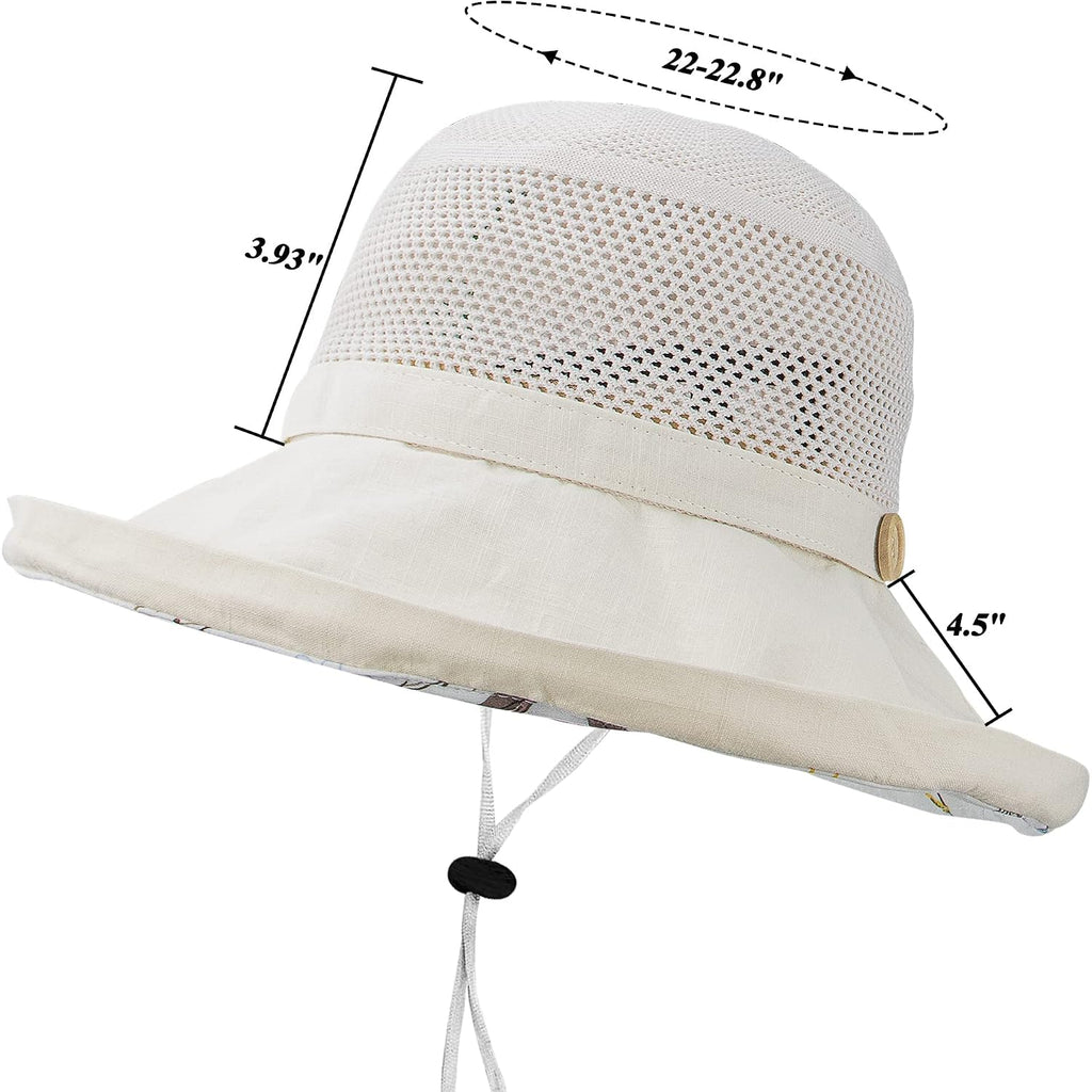 Mesh-Sun-Hats Women'S-Foldable-Fishing-Hat Wide-Brim Summer Outdoor Uv-Protection-Beach-Bucket-Cap With Chin Strap