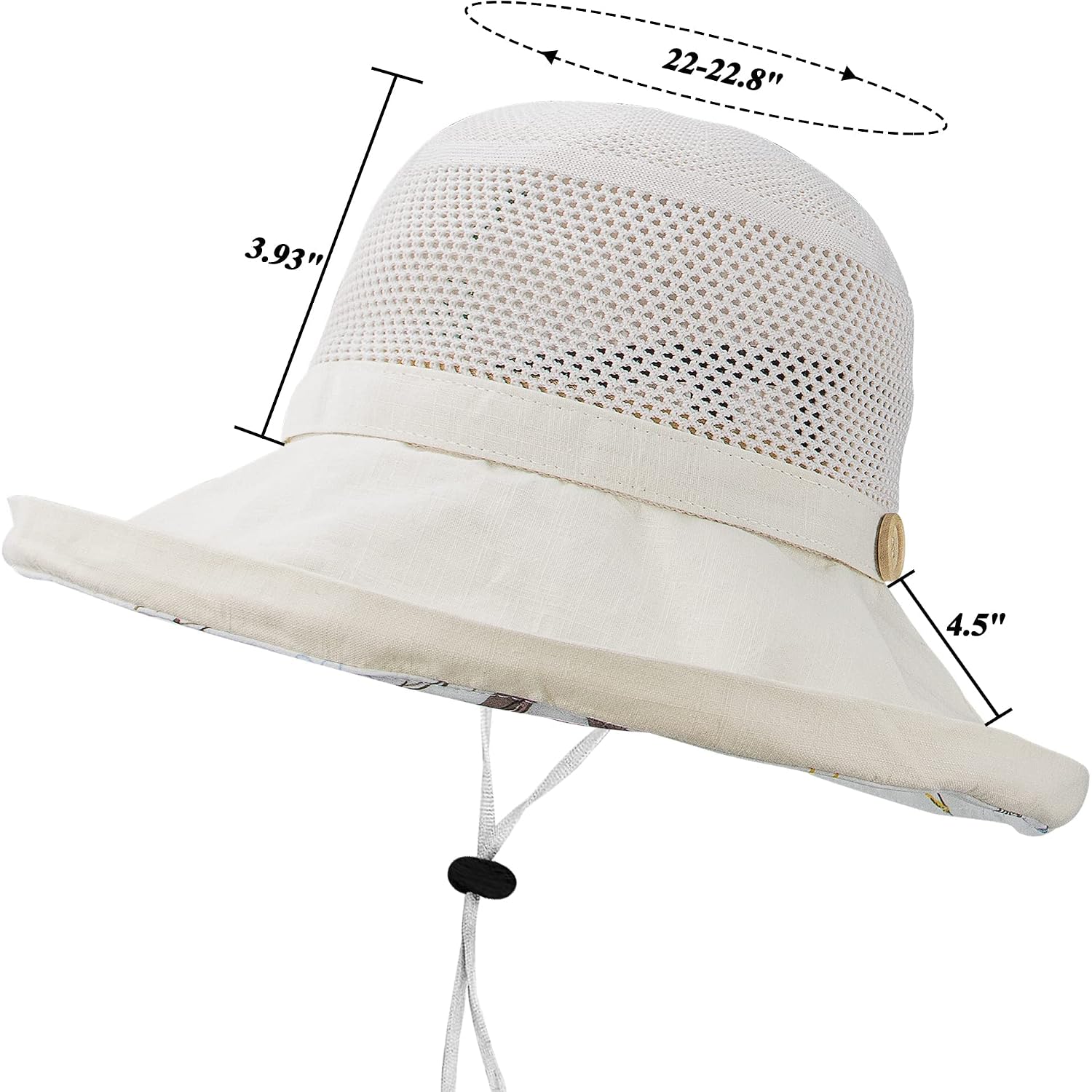 Mesh-Sun-Hats Women'S-Foldable-Fishing-Hat Wide-Brim Summer Outdoor Uv-Protection-Beach-Bucket-Cap With Chin Strap