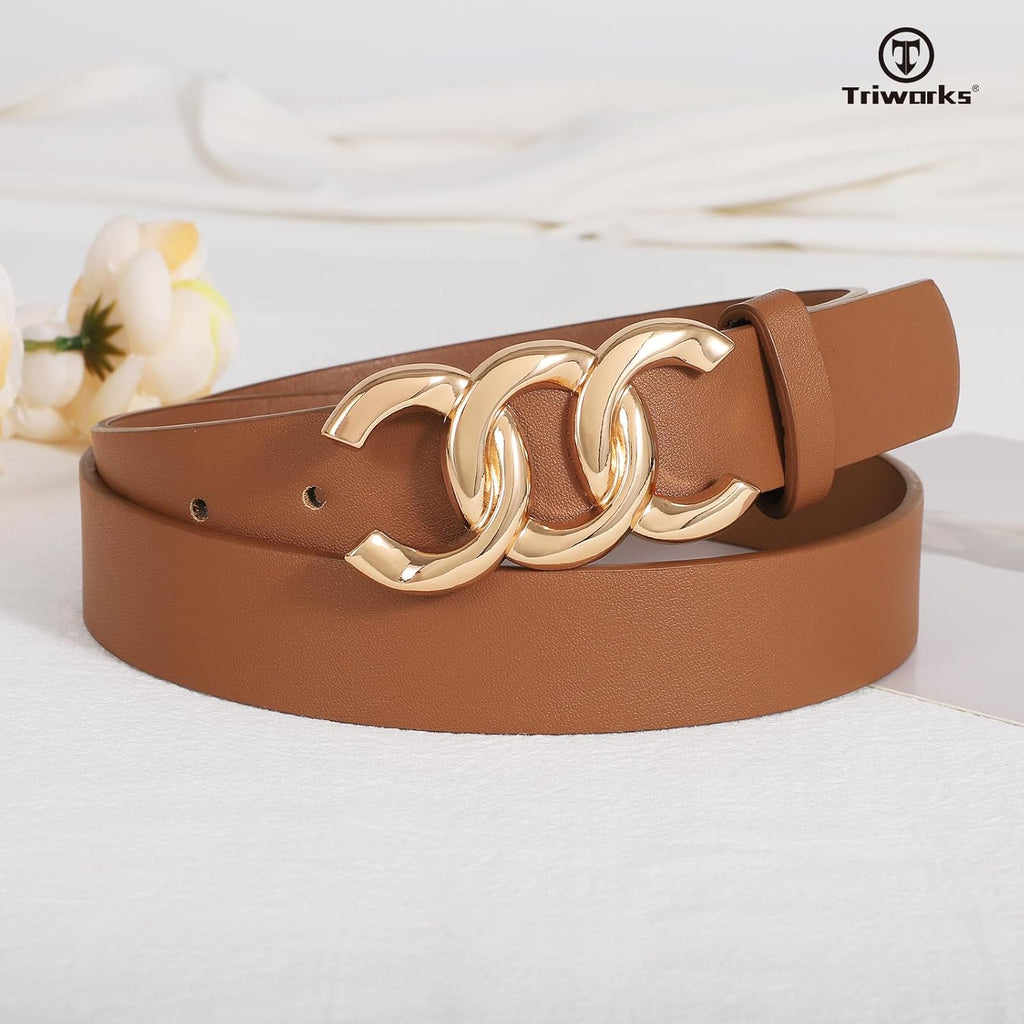 TRIWORKS 3 Pack Women's Belts for Jeans Pants Fashion Waist Belts for Ladies Leather Belts