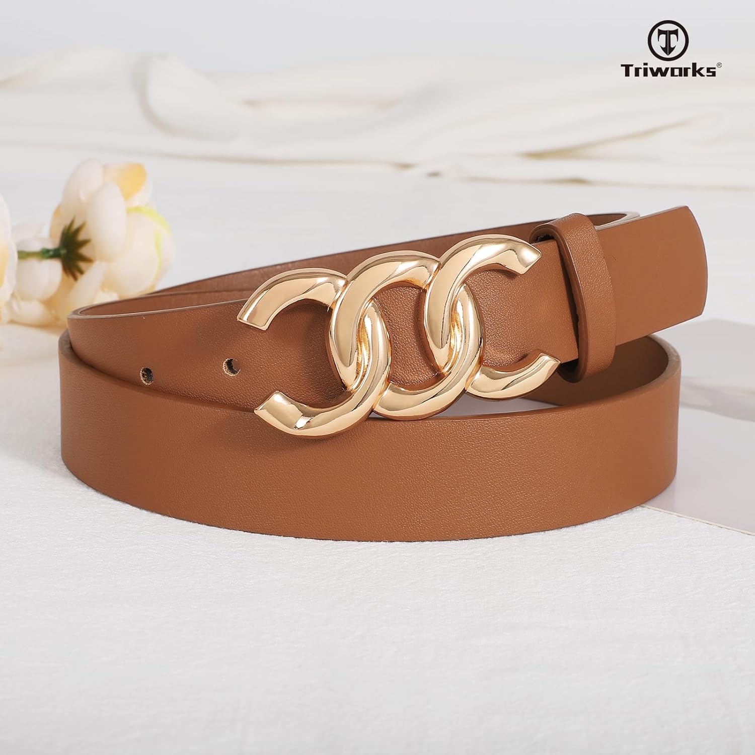 TRIWORKS 3 Pack Women's Belts for Jeans Pants Fashion Waist Belts for Ladies Leather Belts
