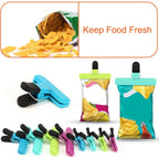 TACGEA Chip Clips, 8 Pack Food Clips, Upgrade Wide Open Bag Clips for Food Storage with Air Tight Seal Grip (4 x L, 4 x S)