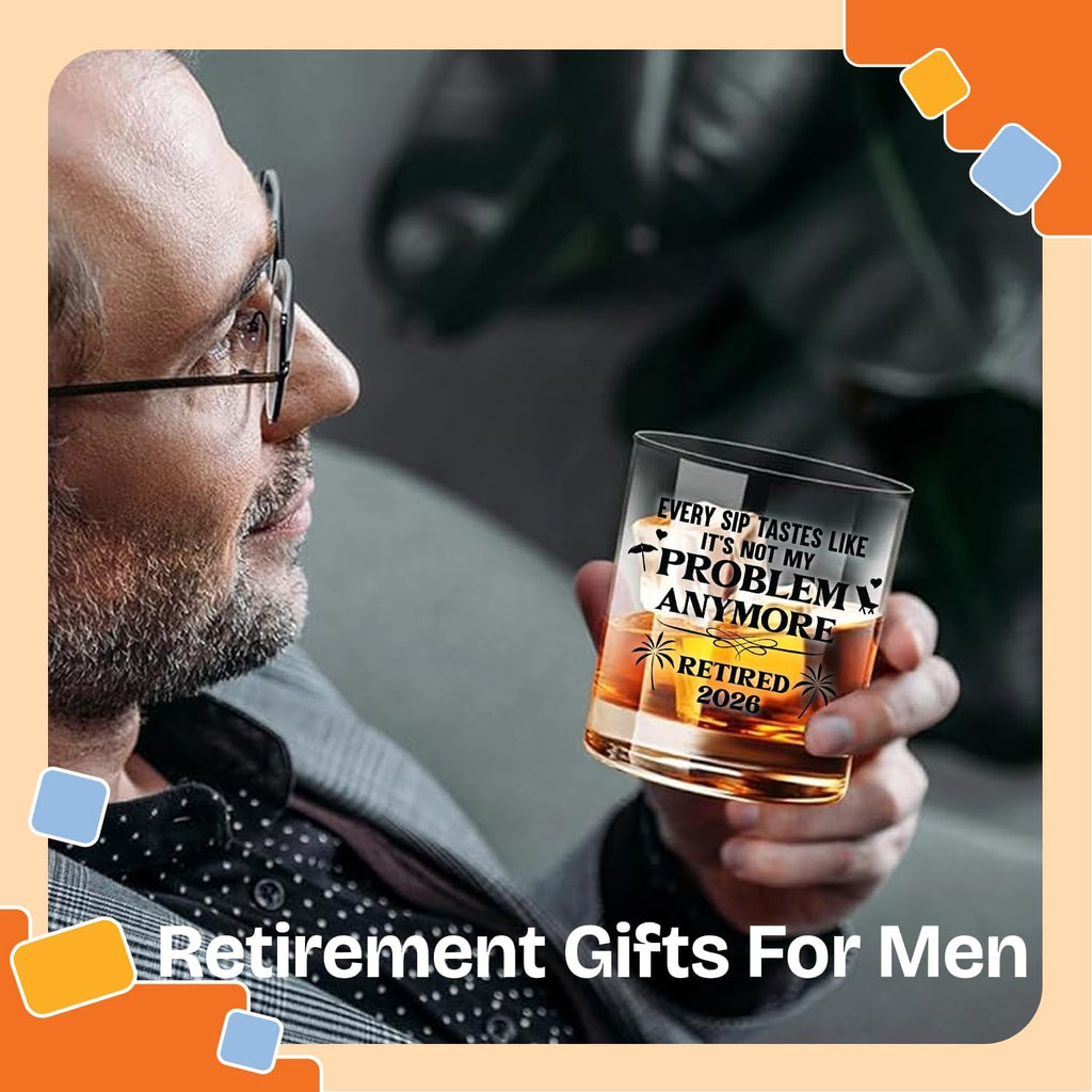 NewEleven Retirement Gifts For Men 2026 - Coworker Leaving, Goodbye Gift, Farewell Gifts For Coworkers, Friends, Dad, Grandpa - Retirement Gift For Men From Friend, Family, Colleague - Whiskey Glass