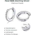 ChicSilver 925 Sterling Silver Huggie Earrings for Women 14K Gold Plated Silver Hoop Earrings for Women Hypoallergenic Small Cubic Zirconia Huggie Earring (6/8/10/12/14/16/18/20mm)
