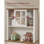 Vasagle Liry Collection - Pantry Cabinet With Lights And Charging Station, Kitchen Storage Cabinet With Doors And Drawer, 15.6 X 31.7 X 71.1 Inches, Farmhouse Style, Rustic White Ubbk363W12V2