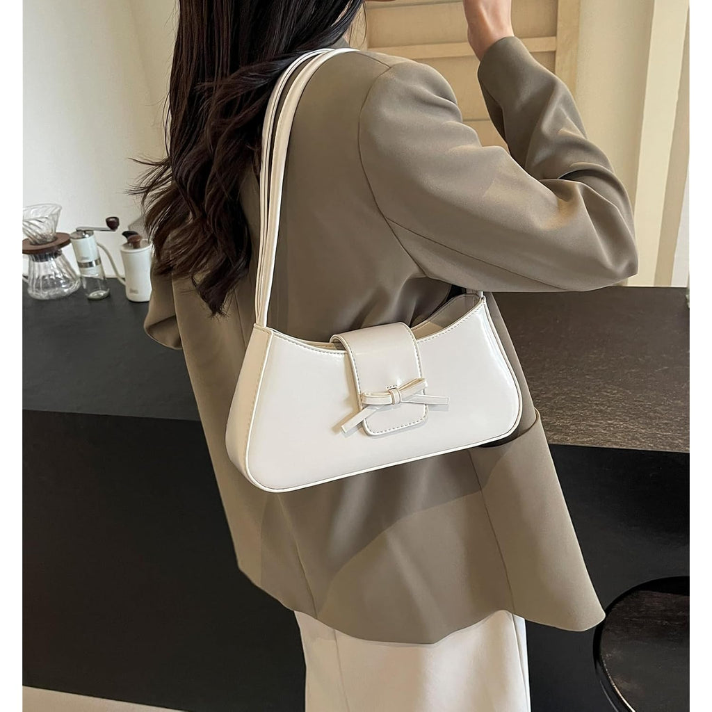 Shoulder Bag for Women, Hobo Handbags Trendy Y2K Purses Patent Leather Clutch Bag Cute Bow Purse